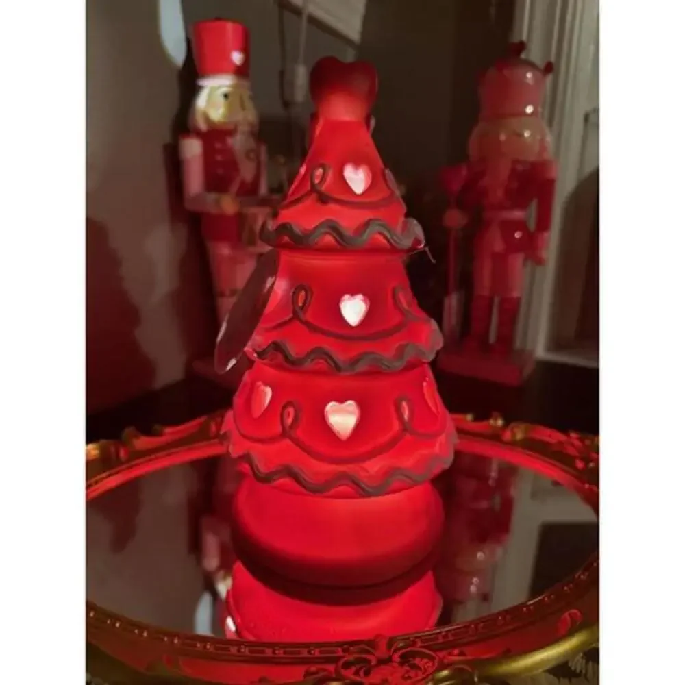 Valentine LED Heart Tree Decor Red Pink Light-Up Shelf Sculpture NWT
